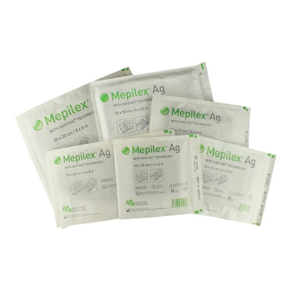 Mölnlycke Mepilex Ag Antimicrobial Soft Silicone Foam Dressing with Silver, 8" x 20"