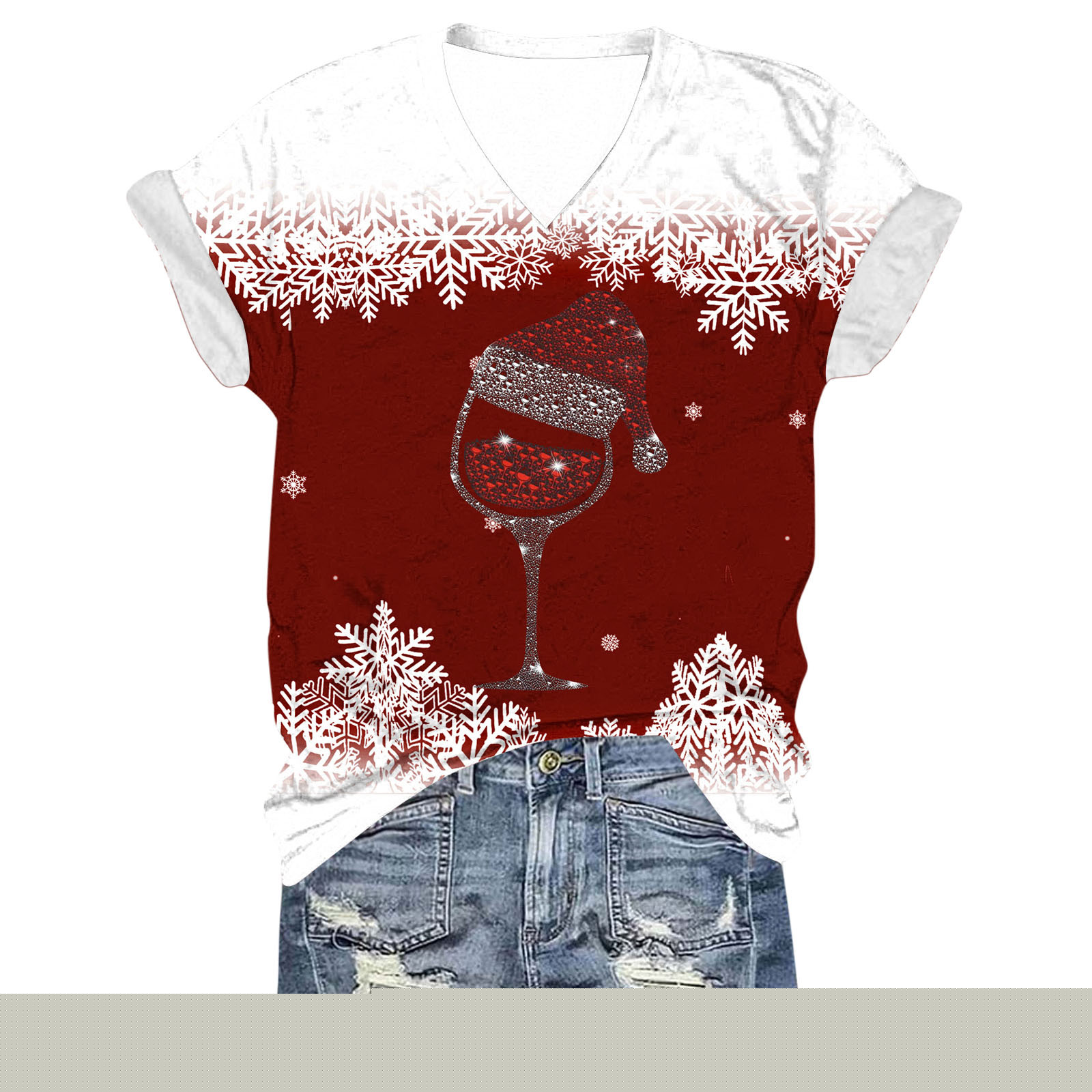 thumbnail image 1 of Blusas de Manga Corta para las Mujeres Causal Cuello en V Camiseta Sólida, Blusas de Verano de las Mujeres para el Hogar Y Diario, 1 of 3