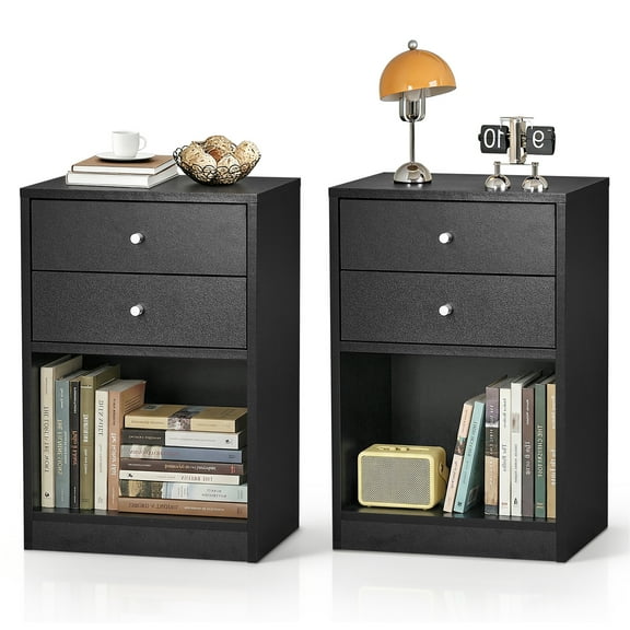 UBesGoo 2 Drawers Wooden Nightstand Set of 2