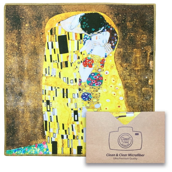 EXTRA LARGE [6 Pack] Classic Art (Gustav Klimt "The Kiss") - Microfiber Cleaning Cloths (Best for Camera Lens, Glasses, Screens, and all Lens.)