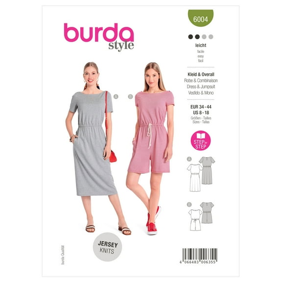 Burda Style Sewing Pattern 6004 - Misses' Dress and Jumpsuit, Size: A (8-10-12-14-16-18)