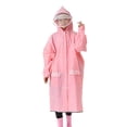 thumbnail image 5 of Chubasquero impermeable de EVA para niños, mochila escolar de color sólido, poncho de una pieza, para senderismo escolar, poncho largo grueso para estudiantes, XL, amarillo, 5 of 5