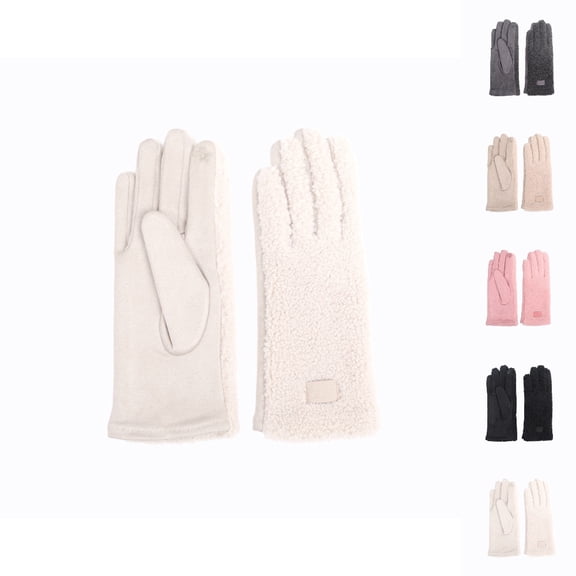 Bmisegm Womens Snow Gloves Winter Thermal Lambswool Cold Weather Riding Skiing Sports Windproof Touchscreen Warm Mittens Beige