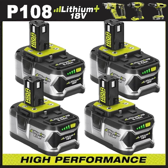 4PACK For RYOBI 18V 8.0Ah P108 High Capacity Battery 18Volt Lithium-Ion One Plus