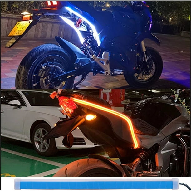 1pcs Motocicleta LED DRL Luces Diurnas Tira De Luz Trasera Fluyendo Impermeable Señal De Giro Lámpara Auto Estilo De Coche Accesorios huangjie unisex