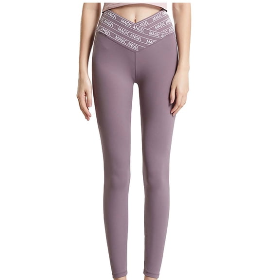 XUNKUSGA Yoga Pants High Waisted Stretchy Basic Yoga Pants Women Fashion Cross Printed Waist Workout Leggings Stretch Tummy Control Pants for Women S-2XL Pink