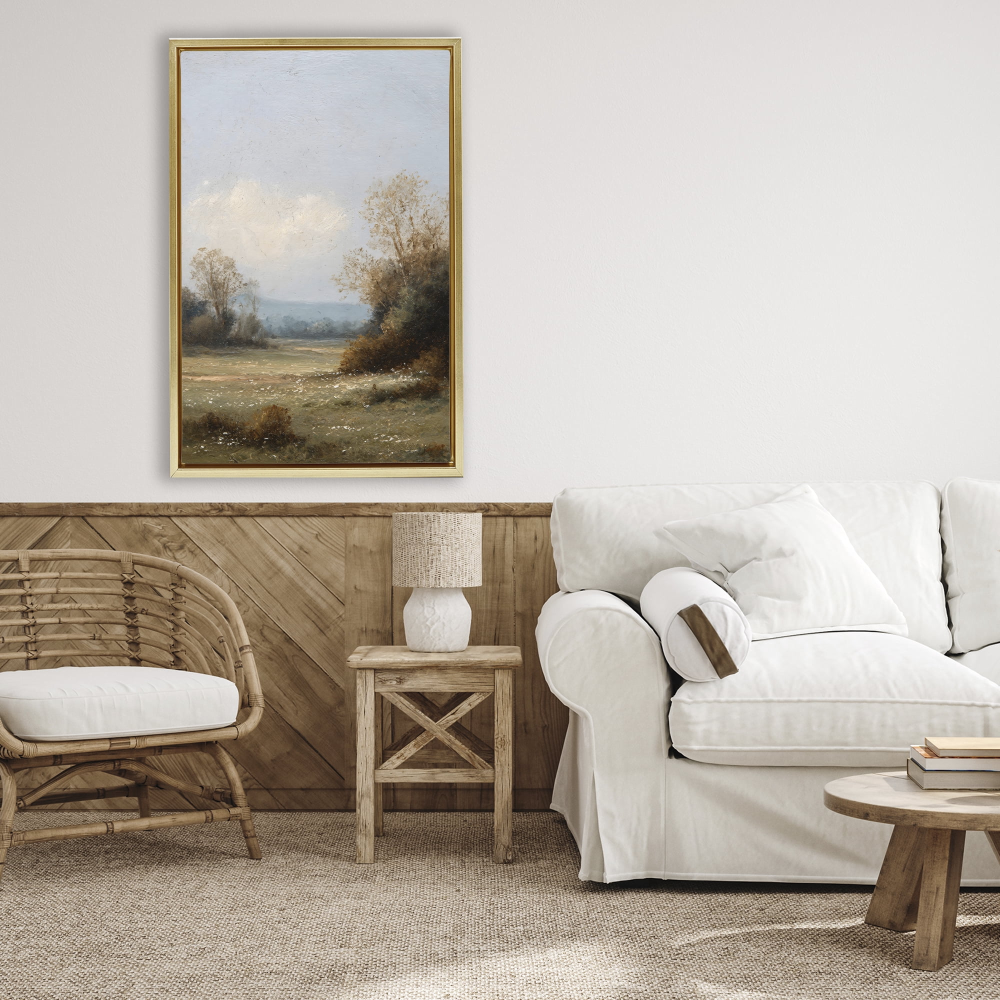 Stupell Industries Silent Little Meadow Gold Framed Floater Canvas Wall Art, design by Petal Prints Design