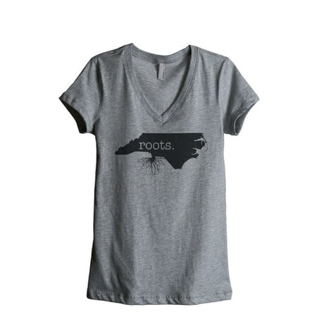 Nc State Wolfpack Merchandise - Thread Tank Home Roots State North Carolina NC Women's Relaxed V-Neck T-Shirt Tee Heather Grey Large