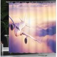 thumbnail image 3 of Ambesonne Aircraft Shower Curtain, Plane Above Sunset Clouds, 69"Wx75"L, Cream Peach and Mauve, 3 of 4