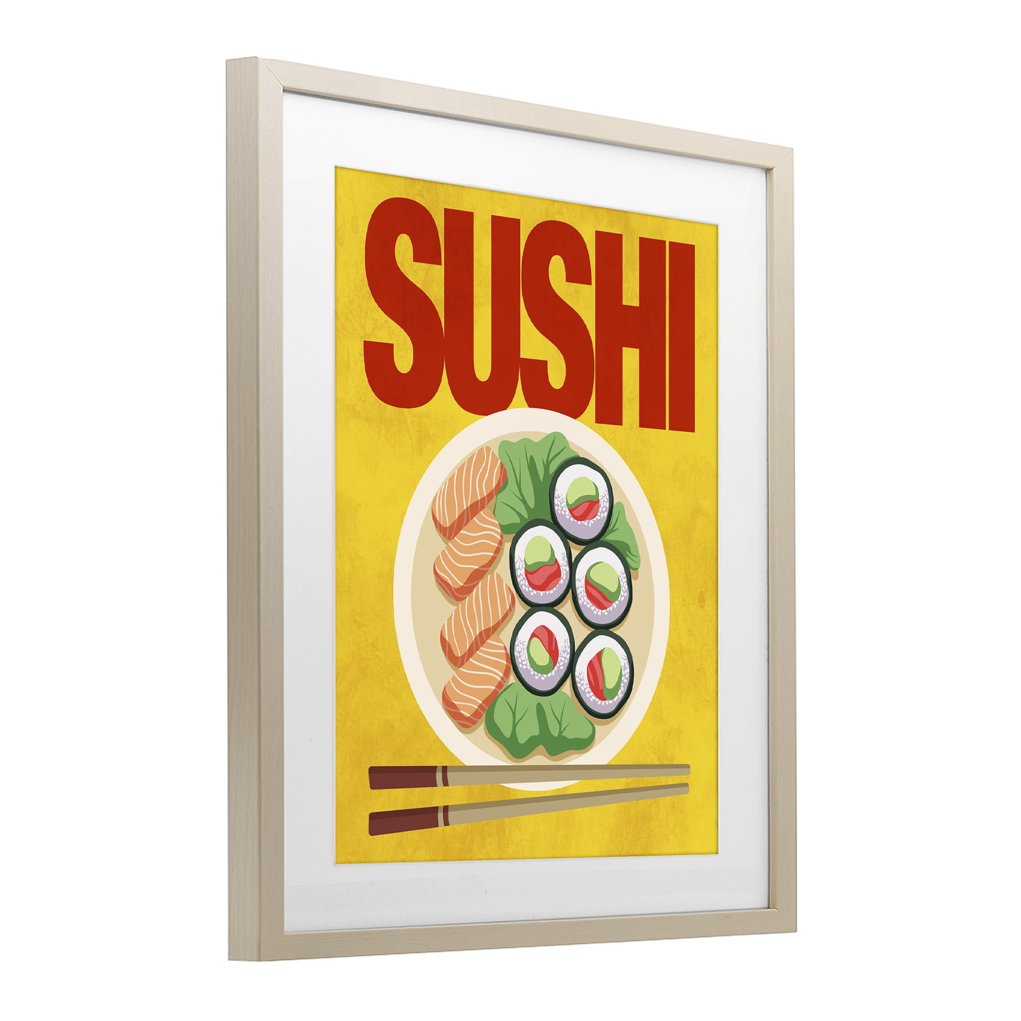 Stupell Industries Bright Sushi & Chopsticks Birch Framed Print Under Glass, design by Marcus Prime