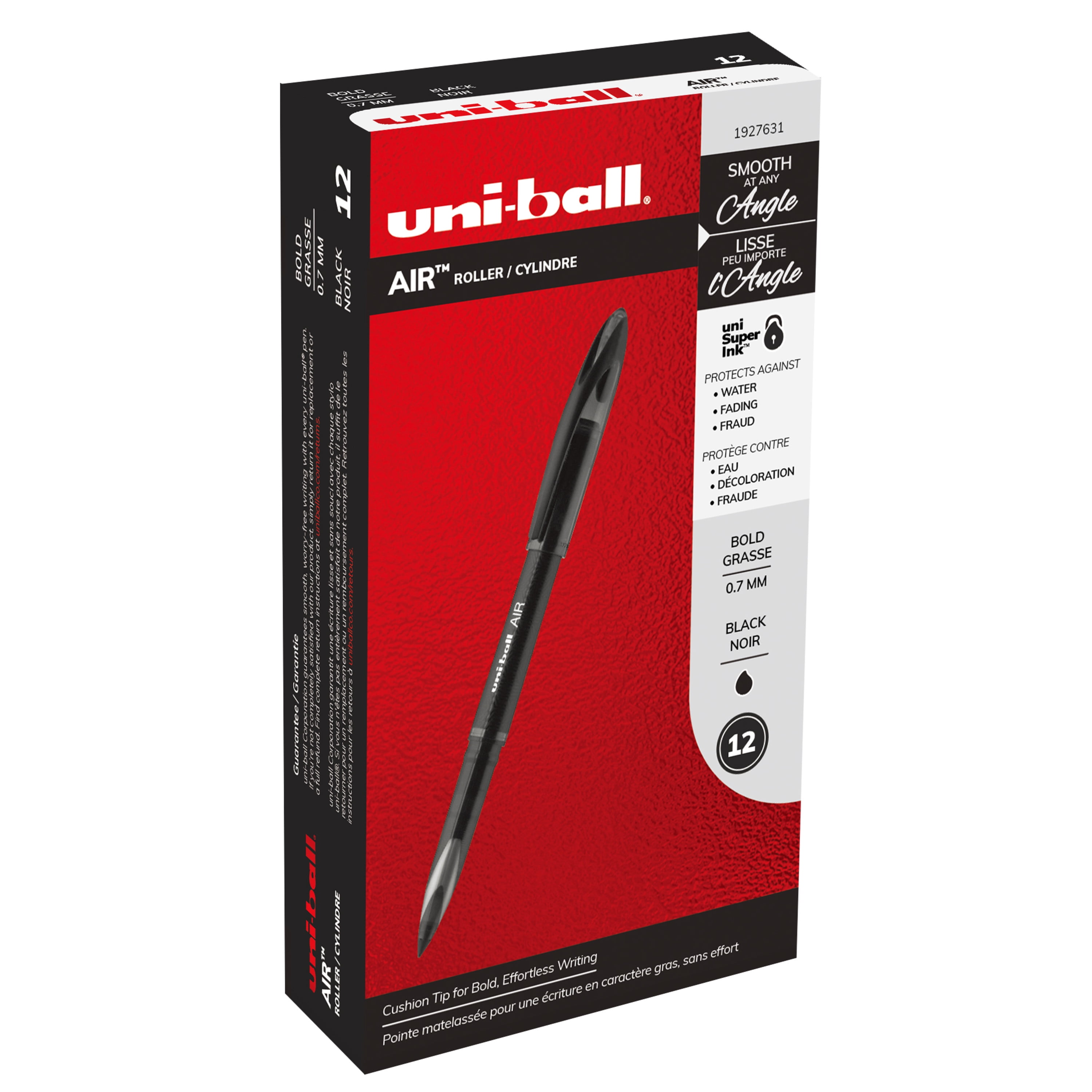 uniball Air Porous Point Pens, Medium Point (0.7mm), Black, 12 Count
