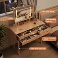 thumbnail image 5 of Solid Wood Vanity Desk with Lighted Mirror, Makeup Vanity Table with 3 Drawers & 3 Lighting Modes, Dressing Table for Bedroom, Apartment, Checkroom, 36in, Natural, 5 of 10