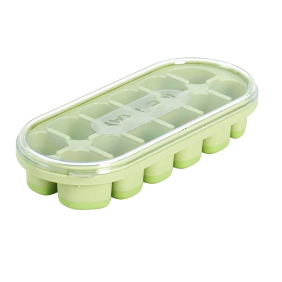 Ice Cube Tray,Silicone Easy-Release and Flexible 12-Ice Trays with Spill-Resistant Removable Lid,BPA Free,Durable and Dishwasher Safe(Green)