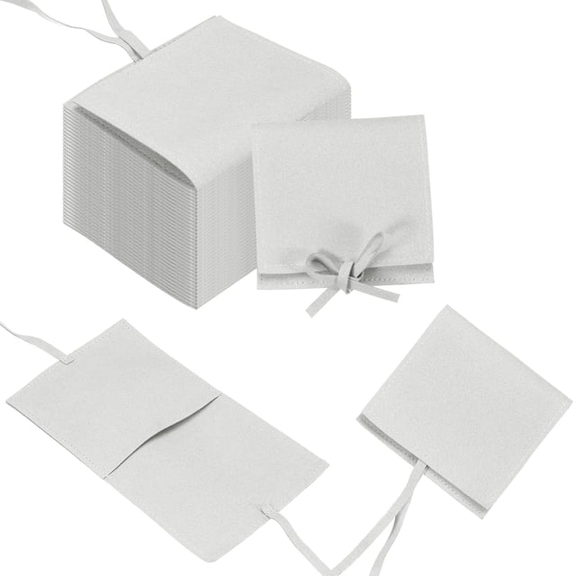 Uxcell 40 Pcs Bolsa de Joyería de Microfibra, 3.1 × 3.1 Pulgadas, Gris