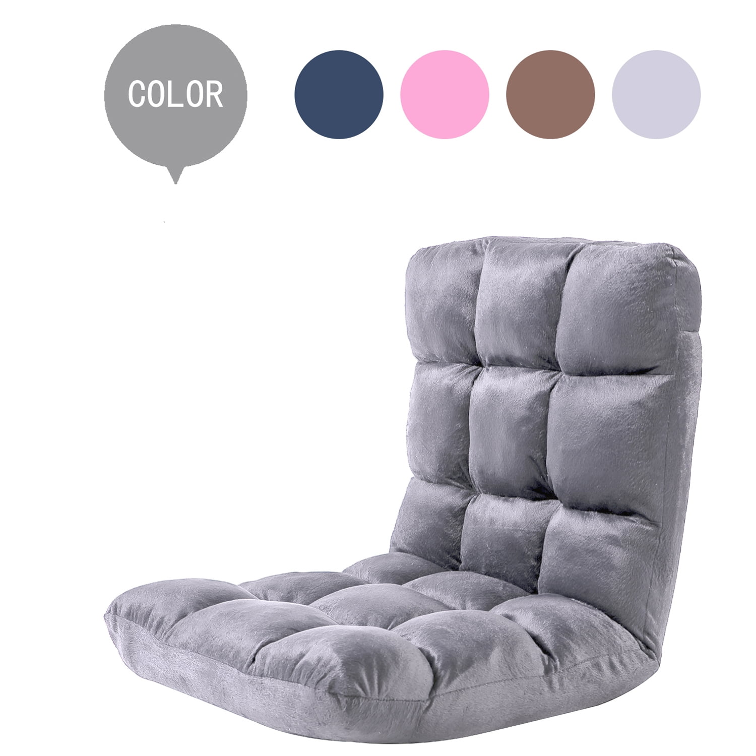 Kadyn Indoor 5-Position Adjustable Floor Chair, Folding Padded Gaming Sofa Chair with Back Support, Lounge Chair for Adults Video Gaming, Gray Kadyn Indoor 5-Position Adjustable Floor Chair, Folding Padded Gaming Sofa Chair with Back Support, Lounge Chair for Adults Video Gaming, Gray