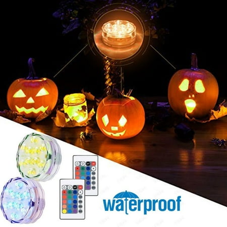Submersible LED Lights, Underwater Waterproof Battery Operated Remote Control Wireless Multi Color 10 LED RGB Reusable light Tub Swimming Pool,Pond Party,Vase Base,Wedding,Christmas,Aquar