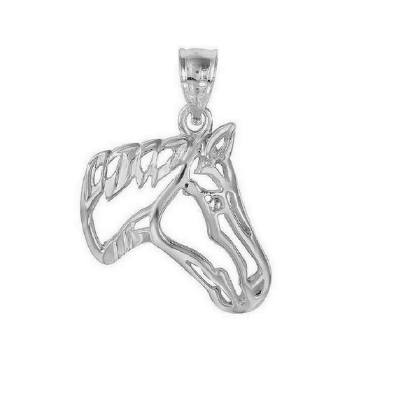 925 Sterling Silver Necklace w/ Cut-out Horse Head Pendant Charm