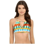 Luli Fama Women's Ocean Whispers Key Hole Halter Bikini Top, Multi, X-Small