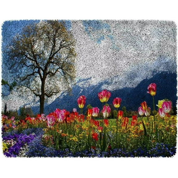 Latch Hook Kits for Adults, Color Printed DIY Rug Carpet Needlework for Home Decoration Festival Gift