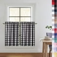 thumbnail image 1 of Cortinas de cocina Haperlare con cuadros de búfalo de 91 cm de largo, con niveles de cuadros vichy para cafeterías, cortinas para ventanas de baño con filtro de luz, color blanco y negro, 1 of 7