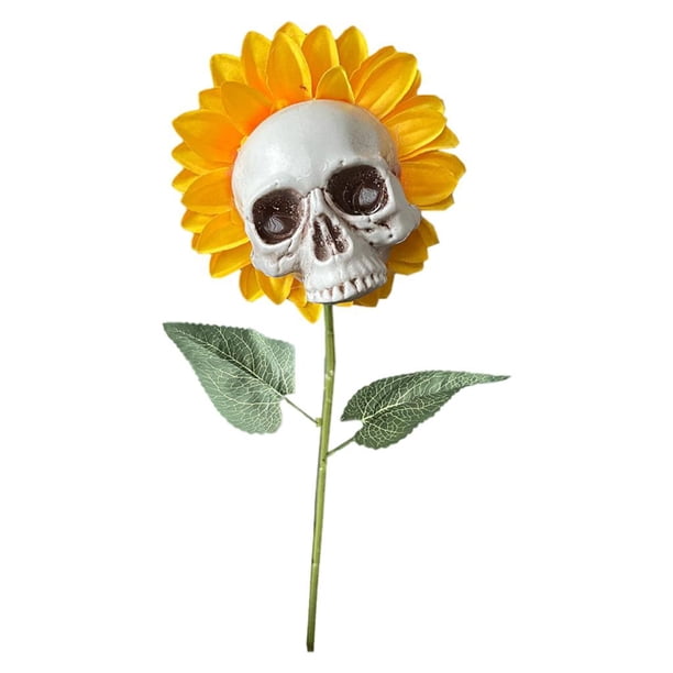 Girasol de cabeza de calavera Cabeza De Calavera De Girasol De Halloween Decoración De Jardín Estatuas Adornos De Una Sola Cabeza B Magideal Girasol de cabeza de calavera