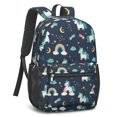 thumbnail image 2 of Unicorn and Moon Blue Pattern 17" School Backpacks for Teens,Waterproof Oxford Fabric,S-Shape Padded Straps for School,Travel,Hiking,Camping, 2 of 6