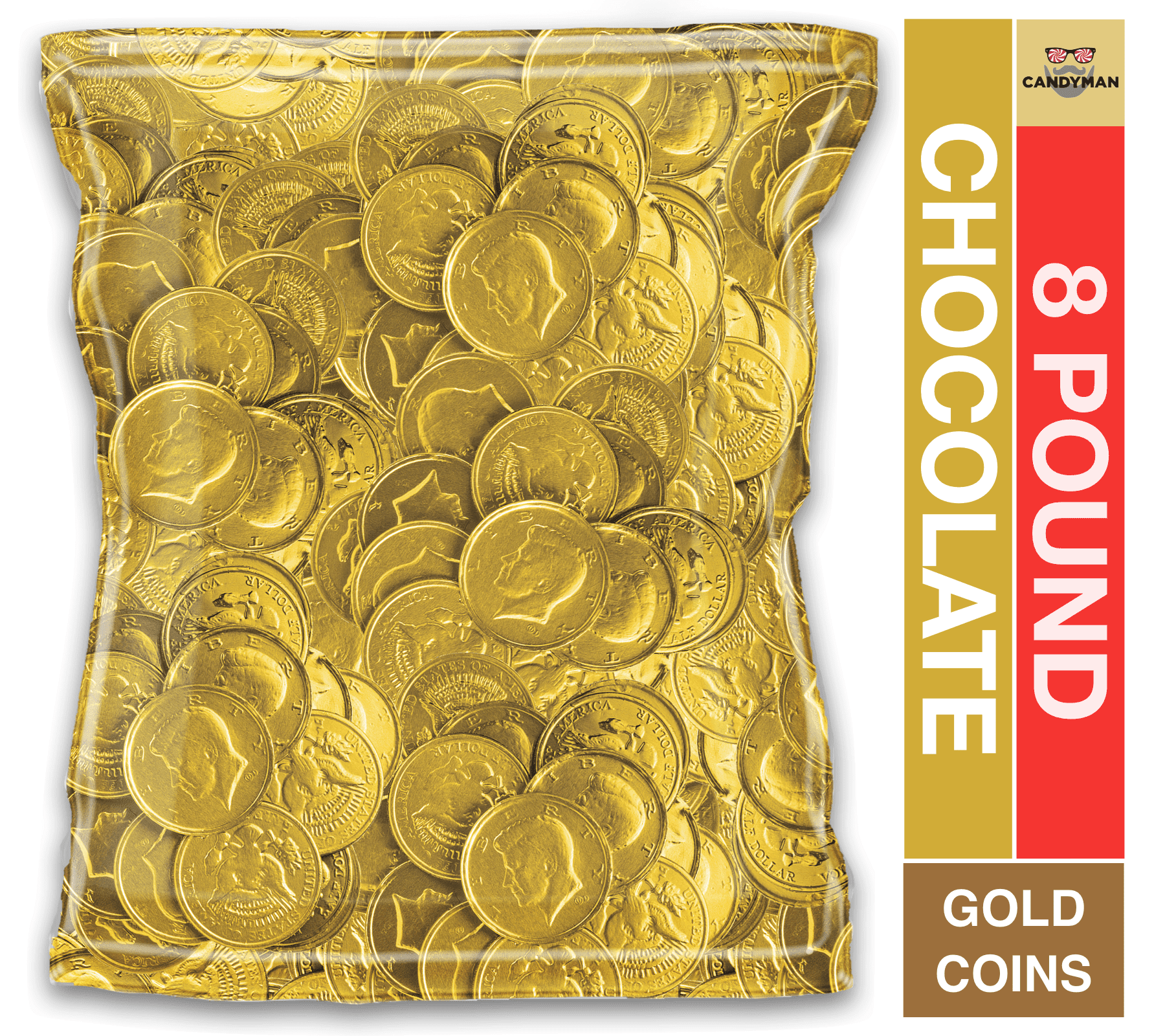 8lb Pack of Bulk Gold Coins Milk Chocolate Candy