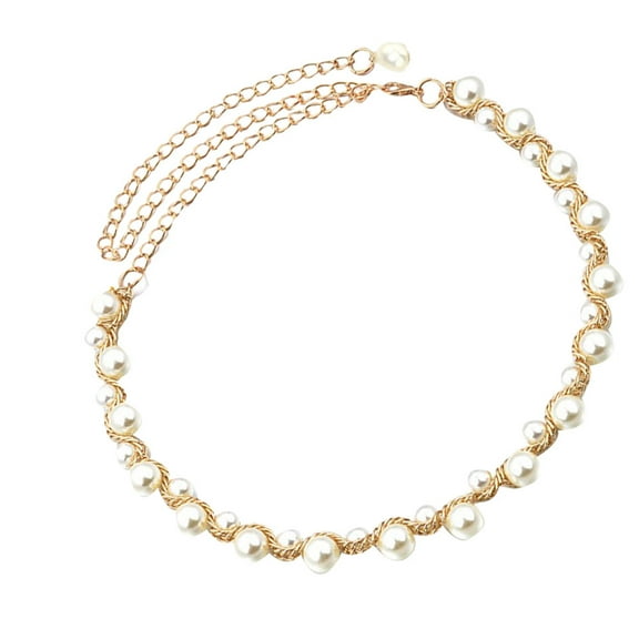 TABLZONE Elegant Golden Beaded Wedding Belt for Bridal Gown, Party Dress Accessory, Formal Occasion Wear