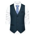 thumbnail image 2 of YLSDY Men's Slim Fit British Stylish Single Breasted Sleeveless Vest Office Business Waistcoat Formal Dress Vest Vintage Gentleman Party Wedding Vest Suit Vest Navy XL, 2 of 9