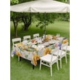 thumbnail image 4 of Outdoor Tablecloth with Umbrella Hole for Patio/Picnic/Party/Camping, Sunflowers Waterproof Table Cloth Rectangle Table Cover Washable, Spring Gnomes Hydrangea Daisy Botanical Beige (60"x 102"), 4 of 8