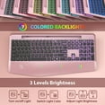 thumbnail image 5 of Wireless Keyboard and Mouse Backlit, Rechargeable Ergonomic Keyboard with Wrist Rest, LED Mouse, Phone Holder, Silent for Computer, Mac, PC, Laptop, Chromebook-roas gold, 5 of 8