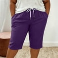 thumbnail image 6 of Ruimatai Womens Capri Cropped Pants Drawstring Elastic Waist Pocket Button Detail Plus Size Casual Vacation Trousers, 6 of 7