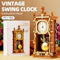 thumbnail image 2 of Juego de bloques de construcción HJPLPXH, reloj de péndulo retro con reloj real, 2 of 7