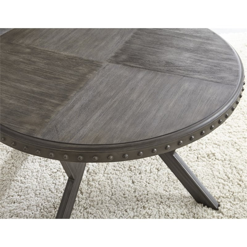 Bowery Hill Round Coffee Table In Weathered Gray Canada Bowery Hill Round Coffee Table In Weathered Gray