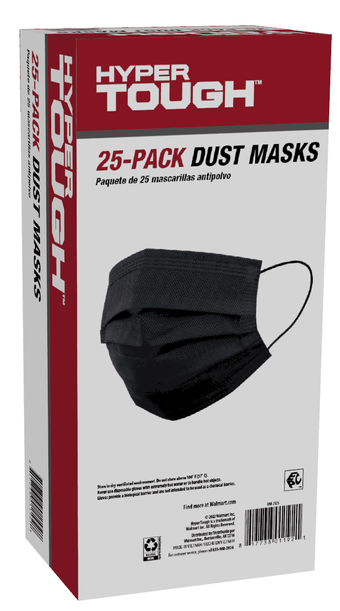 Hyper Tough Dust Masks, Black, 25 Count - Walmart.com