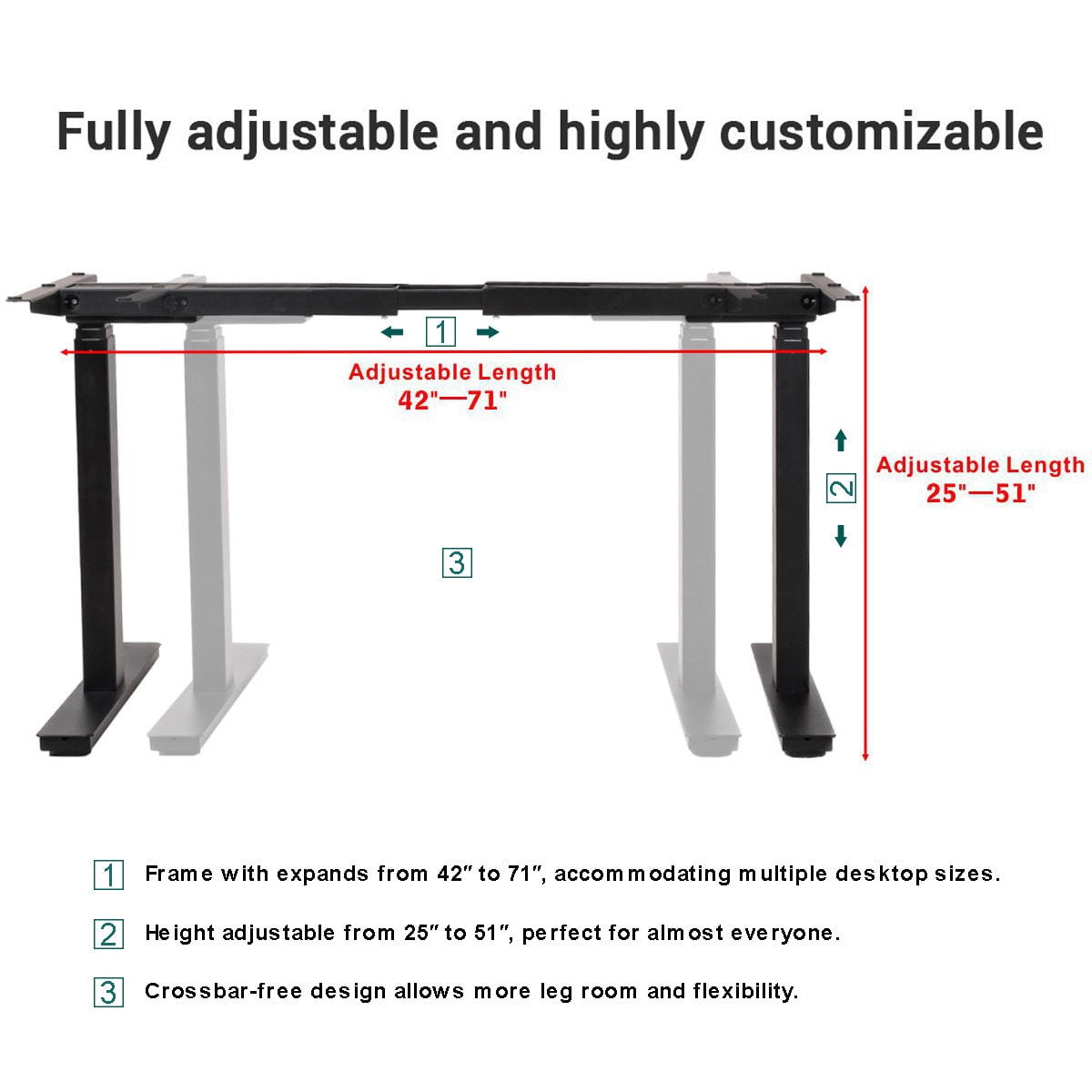 Goplus 53 7 Button Electric Height Adjustable Sit Stand Desk