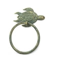 thumbnail image 4 of Hampton Nautical Dark Blue Whitewashed Cast Iron Towel Holder 7"-Sea Turtle Beach Decor, 4 of 7