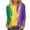 ZA Multicolor, variant on Womens Mardi Gras Shirts Casual 3/4 Sleeve Crewneck Pullover Tops 2025 Carnival Themed Clothes Color Block Sequin Tops Trendy Print Tunic Tops
