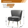 thumbnail image 4 of Makeup Vanity Table Chair Upholstered Wingback Accent Slipper Chair Side Armless Sofa Tufted Back Dining Home Living Room Bedroom Grey, 4 of 13
