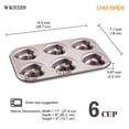 thumbnail image 3 of CHEFMADE Donut Mold Cake Pan, 6-Cavity Non-Stick Heart-Shaped Carbon Steel Doughnut Bakeware, Dishwasher Safe(Champagne Gold), 3 of 9
