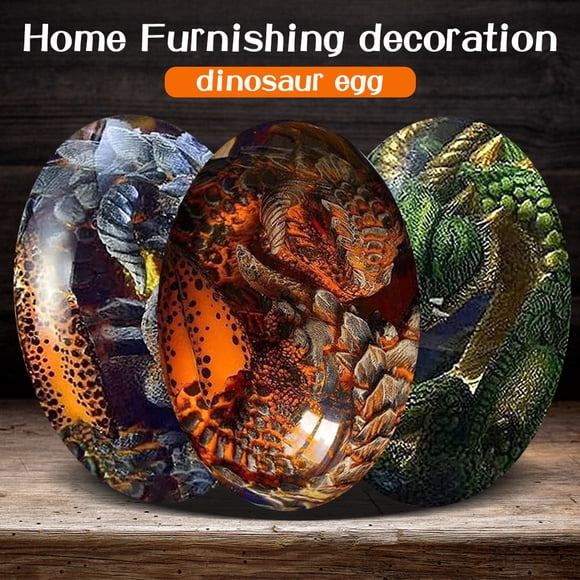 HOTBEST Œuf de Dragon de Lave Ornements Œuf de Dinosaure Statue en Résine Transparente Souvenir pour Décoration Maison Bureau / Cadeau Unique Exquis (Rouge)
