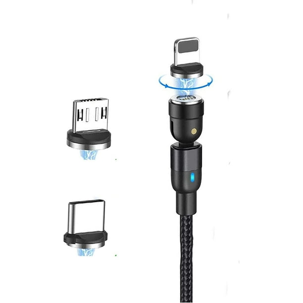 Statik Power 360 Cable - Rotating Phone Charger - Made of Durable Nylon  Braid - Fast Charging 