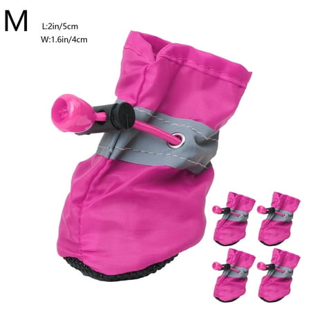 FYTPOV 4pcs Dog Shoes for Small Dogs  Anti-Slip Dogs Boots Paw Protector  Puppy Booties with Reflective Straps  Cat Dog Shoes for Indoor Hardfloors  Hot Pink  M