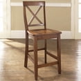 thumbnail image 2 of Pemberly Row 24" X Back Wooden Counter Stool in Cherry (Set of 2), 2 of 8