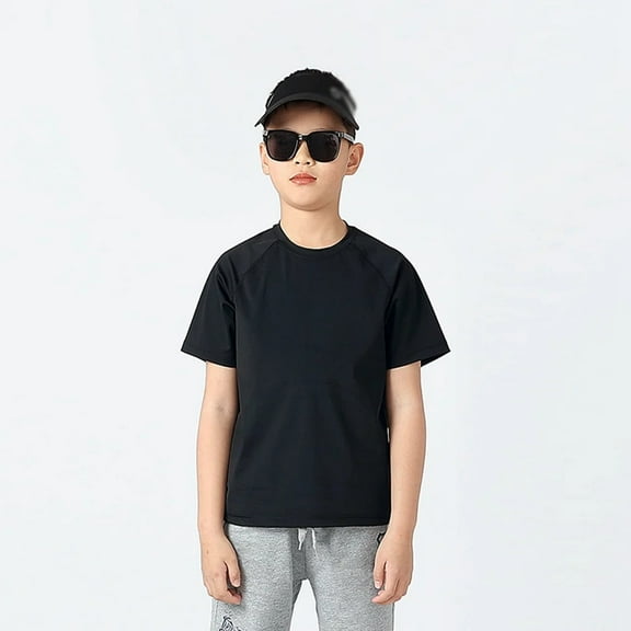 XBASW Kids Boys Girls Athletic Tees Shirts Unisex Youth Sweat T-Shirts Summer Dry Fit Short Sleeve Tees 7-13 Years