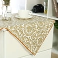 thumbnail image 2 of Unique Bargains Waterproof Vinyl Square 24' x 24' Tablecloth Flower Print Gold Tone, 2 of 8