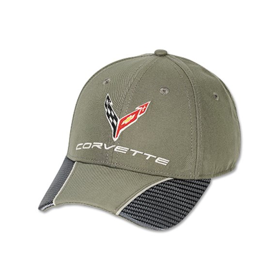 C8 Corvette Gray / Green Hat with Carbon Accent Bill