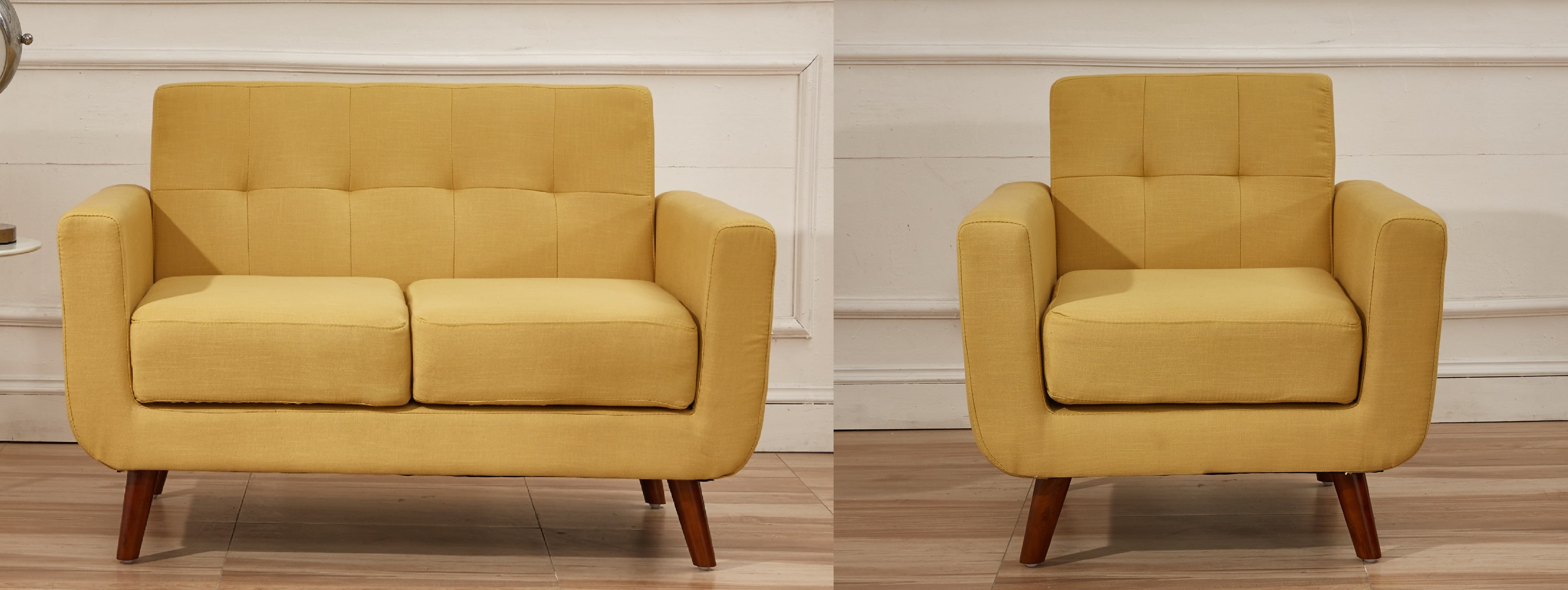 US Pride Furniture Zen Tufted Back Loveseat & Chair Combo Set