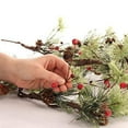thumbnail image 3 of Factory Direct Craft 4 Foot Long Winter Brush Pine Garland with a Mixture of Red, Burgundy, and Frosted Red Berries and Natural Pinecones, 3 of 3