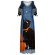 thumbnail image 4 of Vestido largo de manga corta de Halloween de encaje con cuello en V informal con estampado de verano para mujer a la moda Fridja bnh6135, 4 of 5